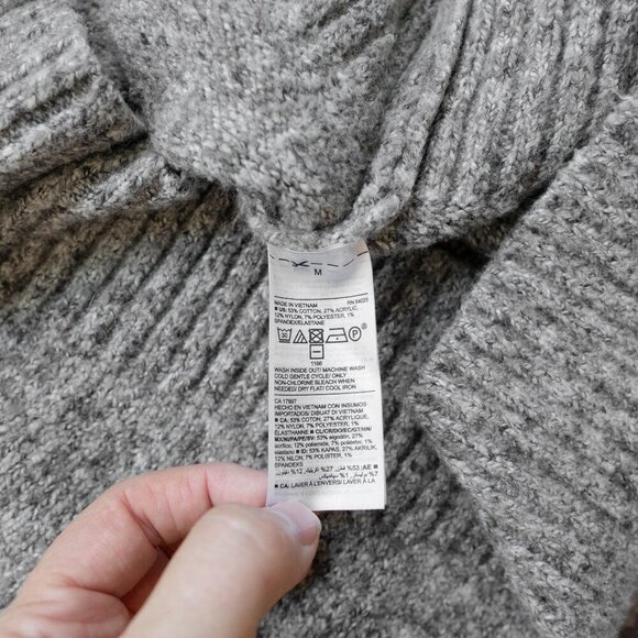 Old Navy Gray Chunky Knit Sweater M | Cowl Neck Turtleneck Pullover Oversized - Picture 4 of 7